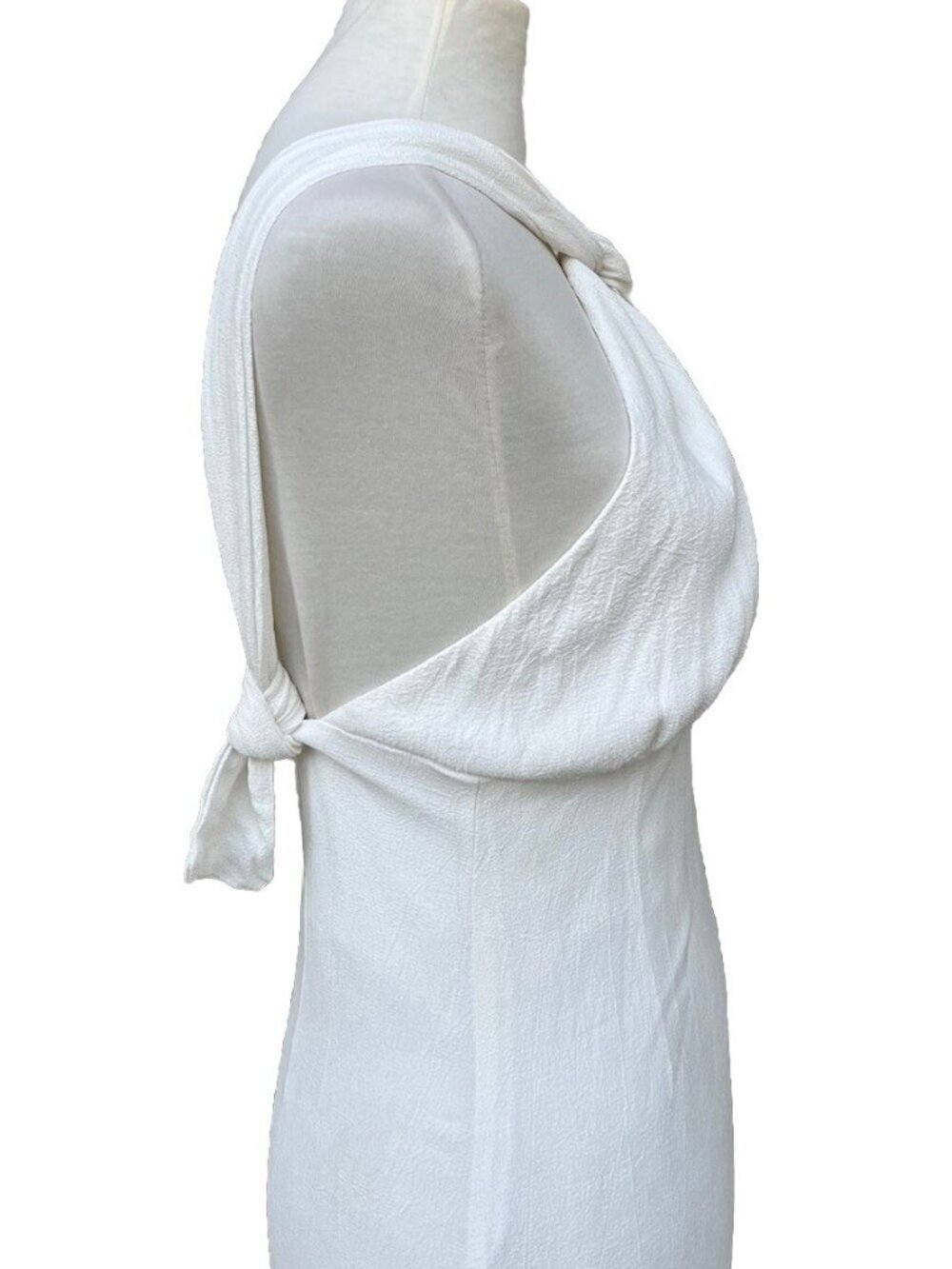 Stone Cold Fox Women’s White Rayon Palm Side Slit Halter Gown Dress Size 4 US - Picture 3 of 16